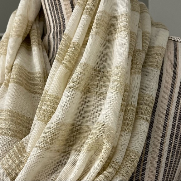 Chicos Womens White Gold Metallic Infinity Scarf Cotton Blend One Size - Picture 2 of 12